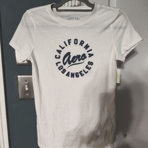 Aero White T-Shirt with Blue Print
